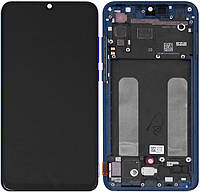 Дисплей модуль тачскрин Xiaomi Mi 9 Lite/Mi CC9 черный OLED с широкой рамкой в рамке синего цвета Aurora Blue