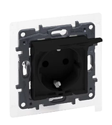 NILOE STEP Розетка силова з кришкою 2К+З IP44 16А, 250 В автоматичні клеми, колір Чорний