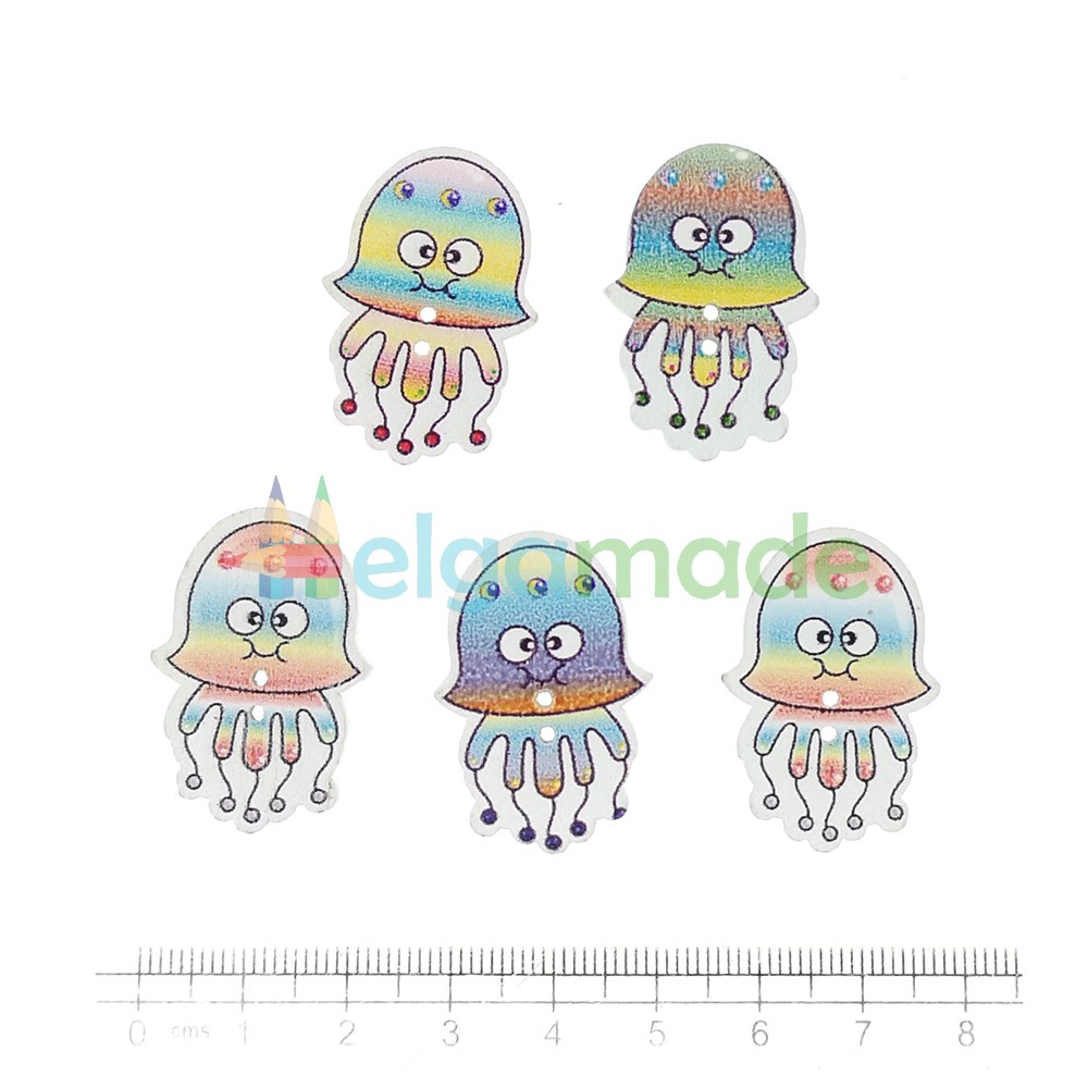 Гудзики дерев'яні МЕДУЗИ, 22х32 мм, 5 шт, мікс, фото 1