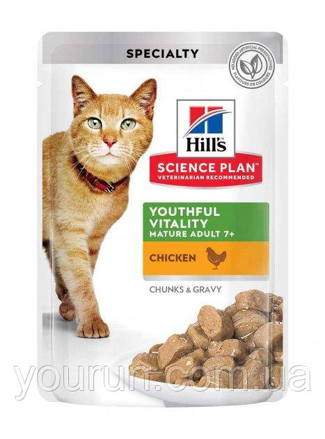 Hill's Science Plan Mature Adult 7+ Senior Vitality — Вологий корм для дорослих кішок від 7 років,з куркою 12шт, фото 1