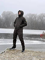 Мужской спортивный костюм Куртка + Штаны Soft Shell хаки на флисе демисезонный весенний зимний (Bon)