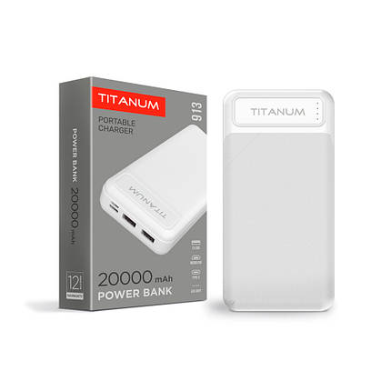 Портативний зарядний пристрій (повербанк) TITANUM 913 White 20000 mAh TPB-913-W, фото 2