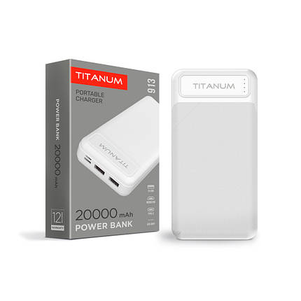Портативний зарядний пристрій (повербанк) TITANUM 913 White 20000 mAh TPB-913-W, фото 1