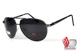 Окуляри поляризаційні BluWater AirForce GunMetal Polarized (gray), чорні лінзи в металевій оправі сырого кольору