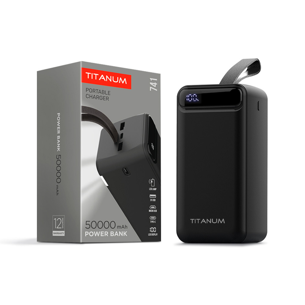 Портативний зарядний пристрій (повербанк) TITANUM 741 Black 50000 mAh TPB-741-B