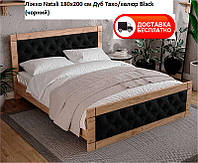 Кровать Natali 180х200 см Дуб Тахо/велюр Black (черный) выбор цвета обивки