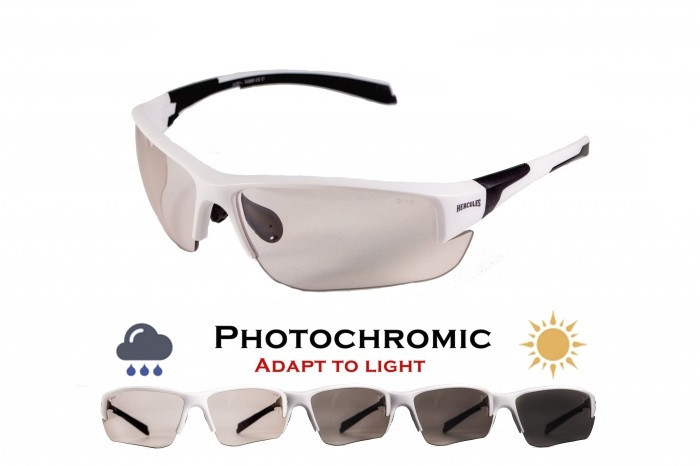 Окуляри фотохромні (захисні) Global Vision Hercules-7 White Photochromic (clear), фотохромні прозорі в білій оправі