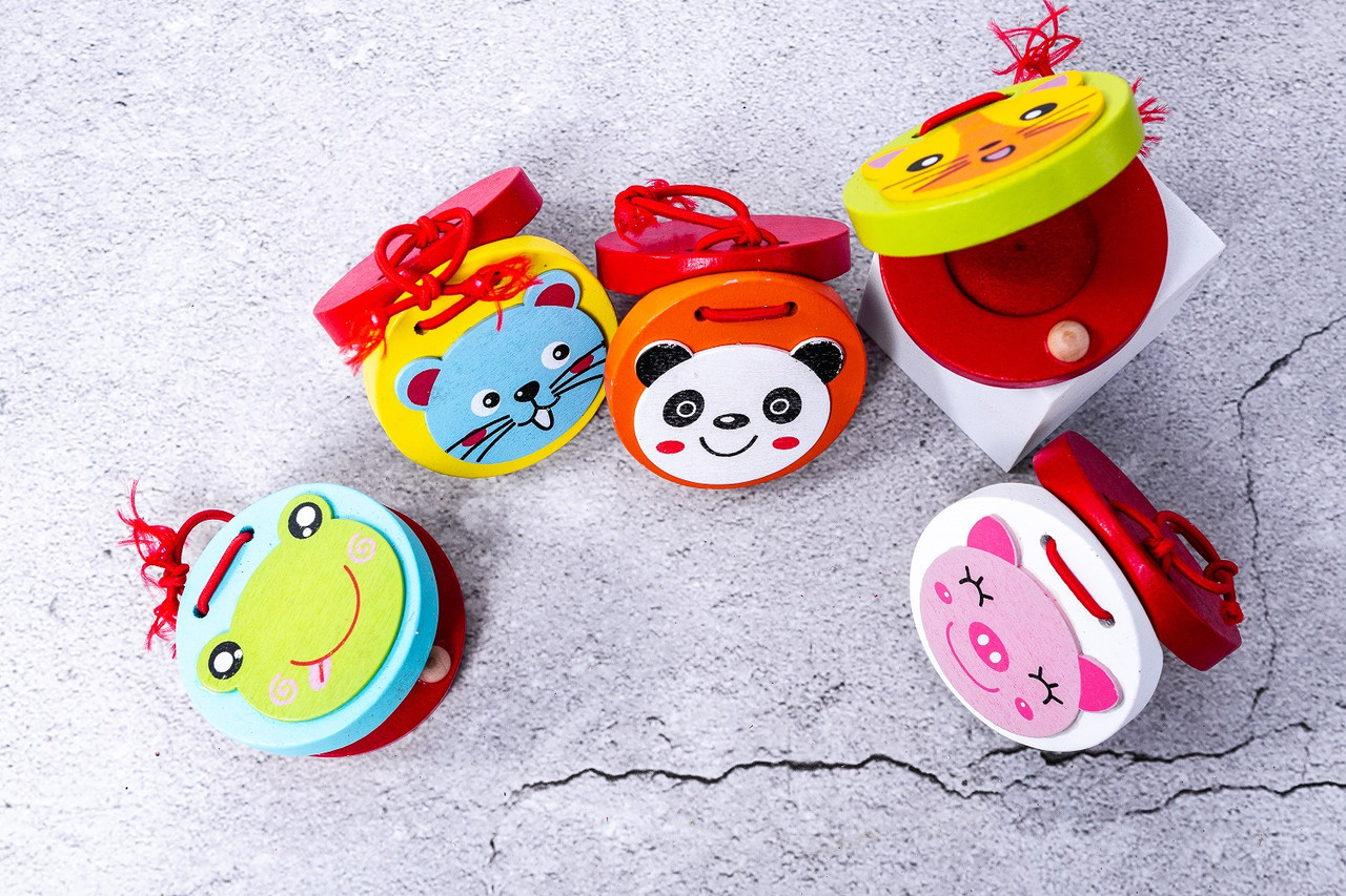 Дитячі дерев’яні кастаньєти круглі 12шт/уп