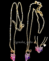 Парні кулони СОВА Еулони дружби для двох совоньки емаль Кулони дружби Best-Friend (KU 20-68)