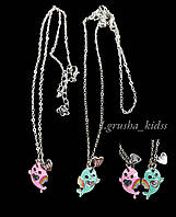 Парні кулони ДЕЛЬФІНЧИКИ Кулони дружби для двох дельфін  емаль Кулони дружби Best-Friend (KU 20-68)