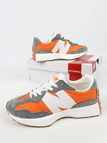 Купить Мужские кроссовки летние серые с оранжевым New Balance 327 Grey ...
