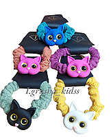 Гумка для волосся ø 7 см тканинна "Котик"