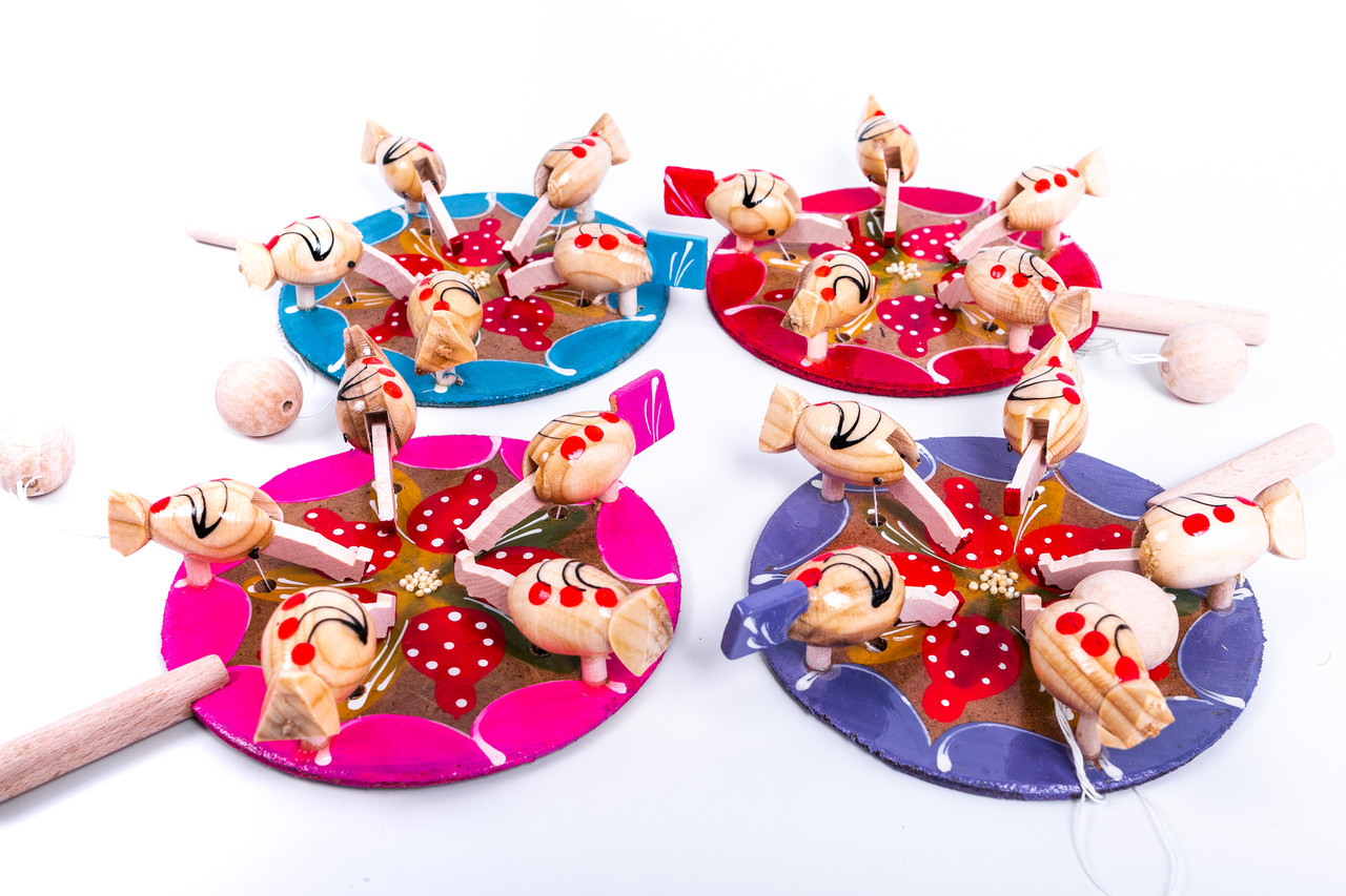 Дерев'яні іграшки курчата в різних кольорах, фото 1