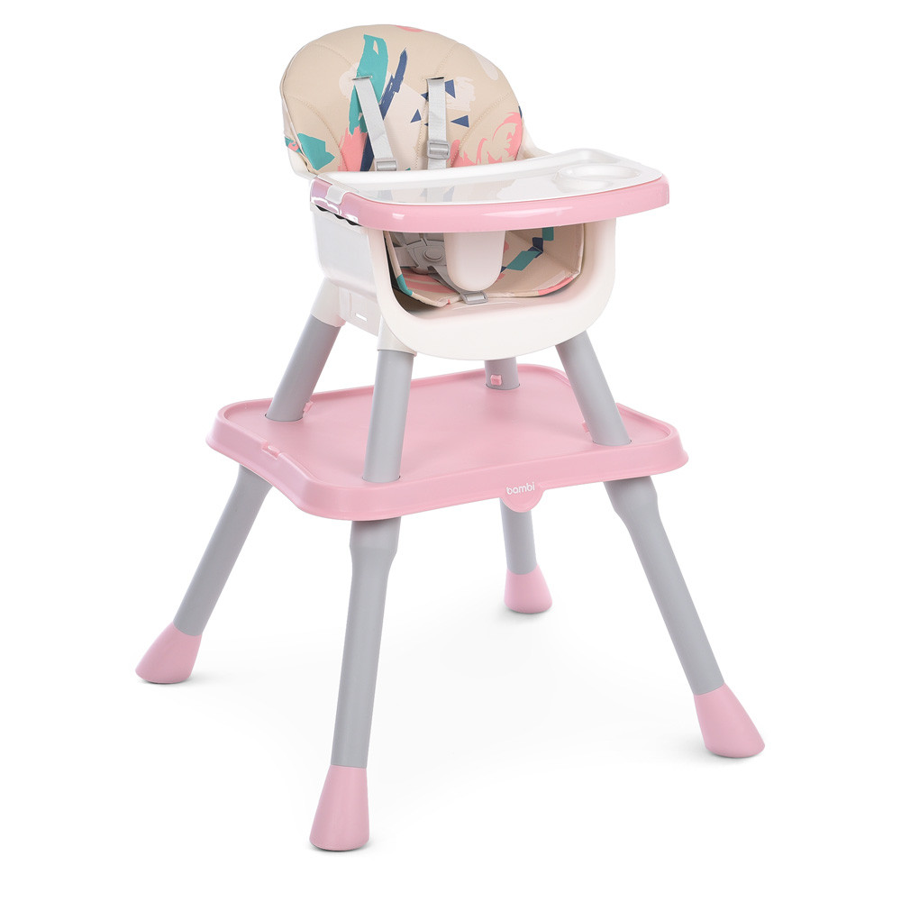 Дитячий пластиковий Стільчик-трансформер для годування M5672-8 Столик + стілець (2 сторони стільниці) рожевий