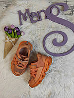 Детские кроссовки Tom.M для девочки оранжевые экокожа текстиль на липучке Размер 26