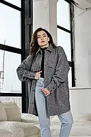 Женская куртка-рубашка Isabel шерстяная свободная на пуговицах разные цвета размеры от 42 до 52