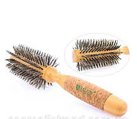 Щітка-брашинг для волосся кругла дерев'яна з натуральною щетиною Salon Professional 27431BMi