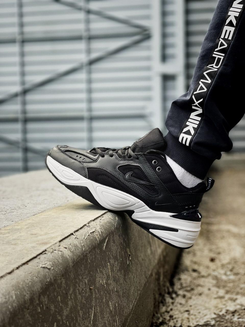 Чорно-білі кроссівки унісекс Nike M2K Tekno. Модні кросси чоловічі і жіночі Найк М2К Текно.