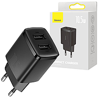 Зарядное устройство 2*USB Baseus Compact 10.5W 2.1A 2USB Black (CCXJ010201) сетевой адаптер USB