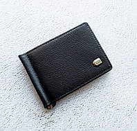 Черный кожаный зажим для банкнот с монетницей, тонкий мужской кожаный кошелек с магнитной застежкой