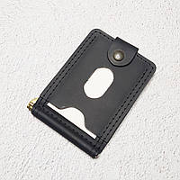 Черный кожаный зажим для банкнот на кнопке, мужской кошелек для купюр и карточек, винтажный мужской зажим