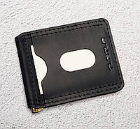 Черный кожаный зажим для купюр, тонкий мужской кошелек для денег и карточек, винтажный мужской зажим