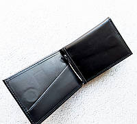 Черный мужской зажим для купюр на магнитной застежке с дополнительной визитницей, из эко-кожи