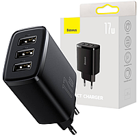 Зарядное устройство 3*USB Baseus Compact 17W 3.4A 3USB Black (CCXJ020101) сетевой адаптер USB