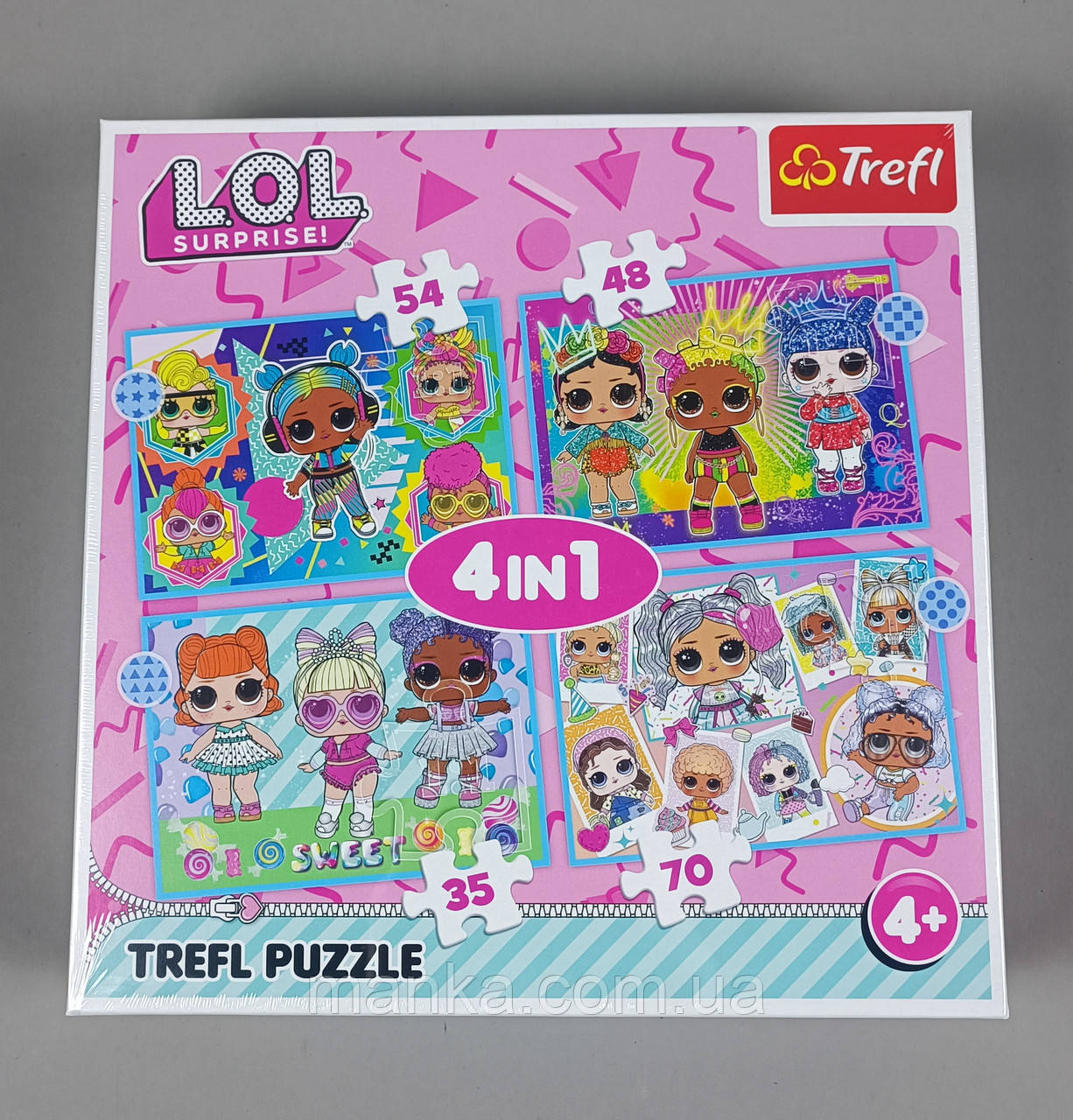 Пазли - 4в1 - 34613 "Зустрічайте ляльок, MGA LOL Сюрприз!, Trefl 4+