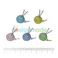 Гудзики дерев'яні КЛУБОК НИТОК, 26х28 мм, 5 шт, мікс