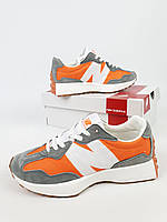 Нью Баланс 327 Мужские кроссовки летние серые с оранжевым New Balance 327 Grey Orange Обувь летняя мужская