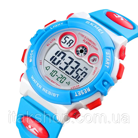 Дитячий наручний спортивний годинник Skmei 1451 Білий з блакитним, фото 2