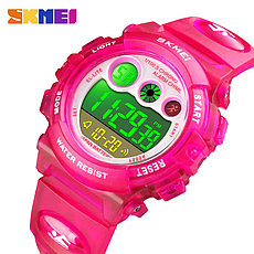 Дитячий наручний спортивний годинник Skmei 1451 Темно-рожевий, фото 2