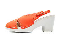 Женские кожаные босоножки эко кожа на каблуке и платформе повседневные удобные оранжевые 41 разме Inblu ZA85ET