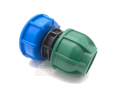 Перехідник з кубової бочки на 32 трубу, для єврокуба 60 мм з кроком різьби 6 мм, (перехідники для єврокуба)