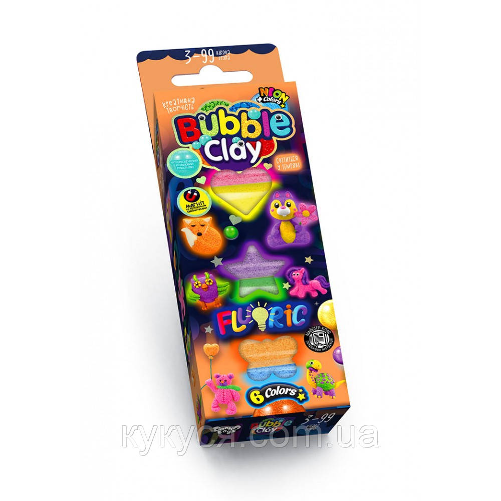 Кульковий пластилін "BUBBLE CLAY" світиться у темряві