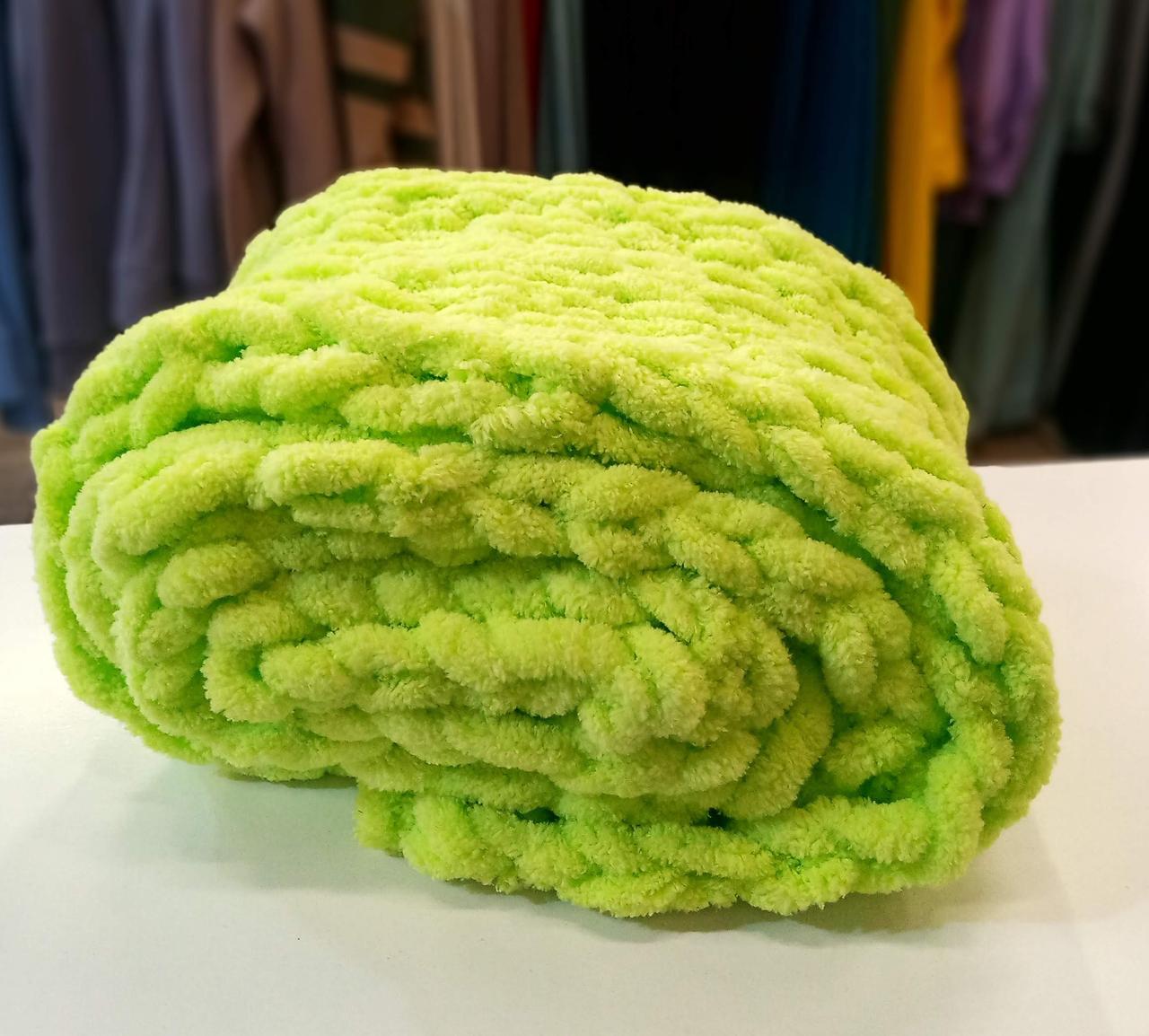 Шарф салатовий пряжа Puffie Alizee, фото 1