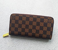 Коричневое женское портмоне Louis Vuitton из эко-кожи, женский стильный клатч Louis Vuitton на молнии