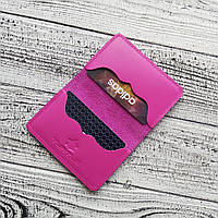 Розовый женский картхолдер, мини кошелек для карточек кожаный цвета фуксии, розовый картхолдер-визитница