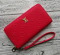 Модный женский кошелек Louis Vuitton ярко красного цвета из эко-кожи