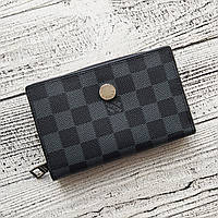 Маленький женский кошелек Louis Vuitton из эко-кожи, кошелек с брендовым принтом-шахматкой на черной подкладке