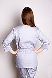 Костюм медицинский женский Пава (коттон, синій, р.44-64) Мария, фото 3