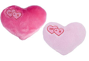Серце-подушка "Ти+Я". Подушка-серце з вишивкою. Іграшка-подушка сердечко. Романтична подушка-сердечко