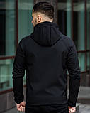Куртка чоловіча тактична Soft Shell демісезонна (на блискавці з капюшоном) Чорного кольору, фото 3