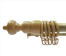 Карниз трубчастий Вільха подвійна товщина 28 мм із кронштейнами кільцями з гачками металопластиковий