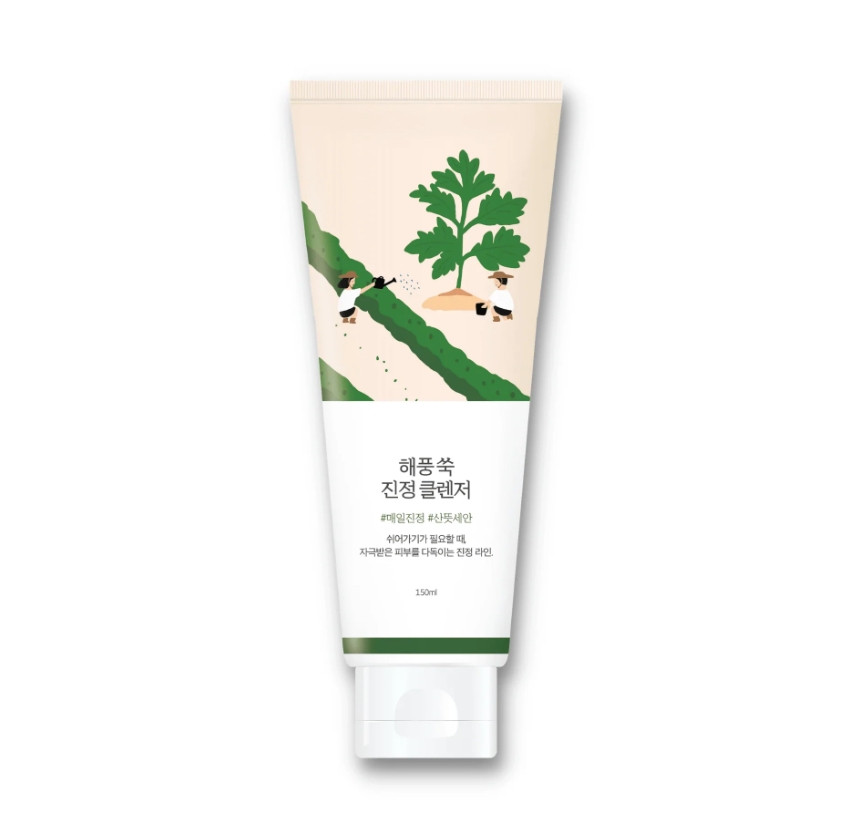 ROUND LAB MUGWORT Calming Cleanser 150 ml - Заспокійлива очищуюча пінка з морським полином