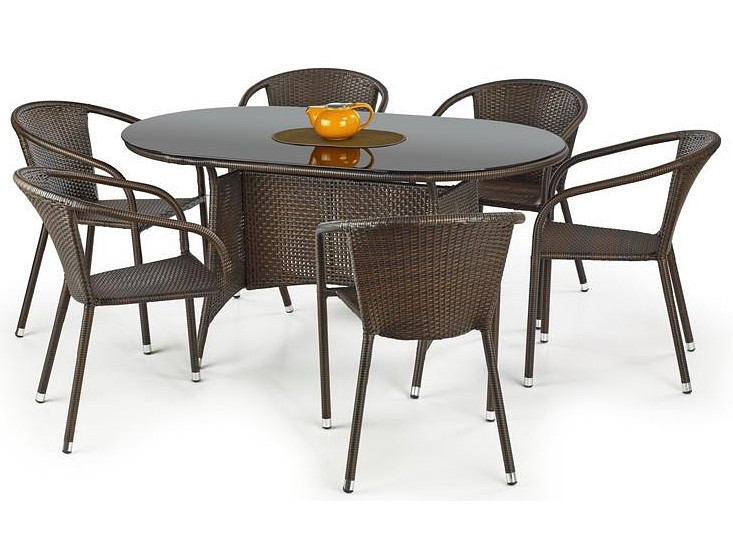 Стіл обідній скляний MASTER темно-коричневий Halmar, фото 1