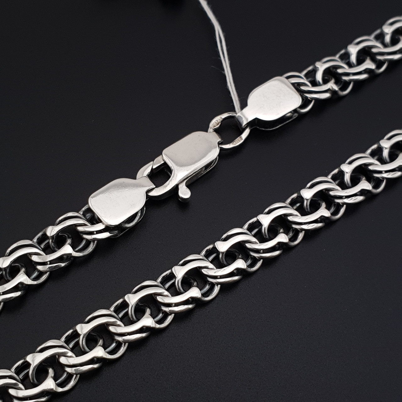 Срібна цепочка чоловіча товста на шию бісмарк. Ширина 7 мм. Довжина 50 см, фото 1