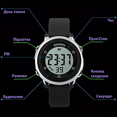 Дитячий спортивний наручний годинник Skmei 1100 (Чорний), фото 2
