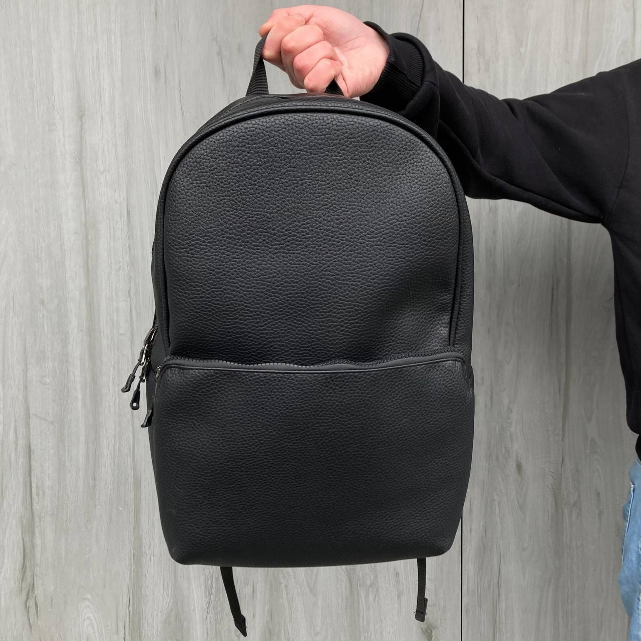 Рюкзак шкіряний (для подорожей, роботи, прогулянок, тренувань, ноутбука) чорний